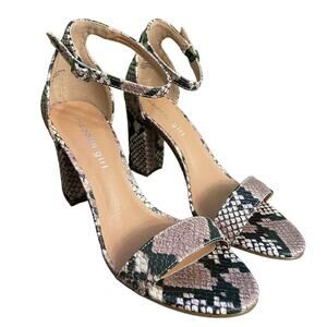 Madden Girl Women's Beella Block Heel Strap Sandals Snake Party Casual Size 6.5